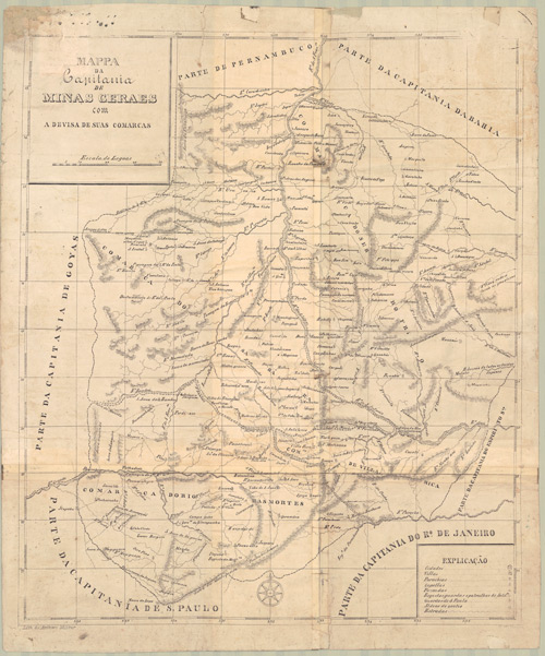 Mapa da Capitania de Minas Gerais com a Divisa de suas Comarcas (1778). José Joaquim da Rocha. Acervo Arquivo Público Mineiro.