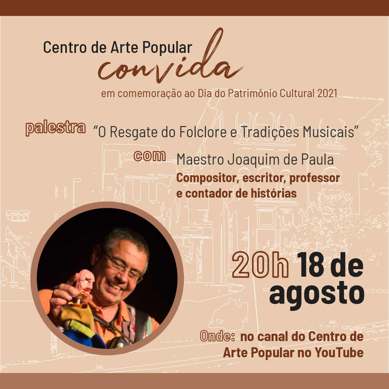 Centro de Arte Popular promove live com maestro Joaquim de Paula